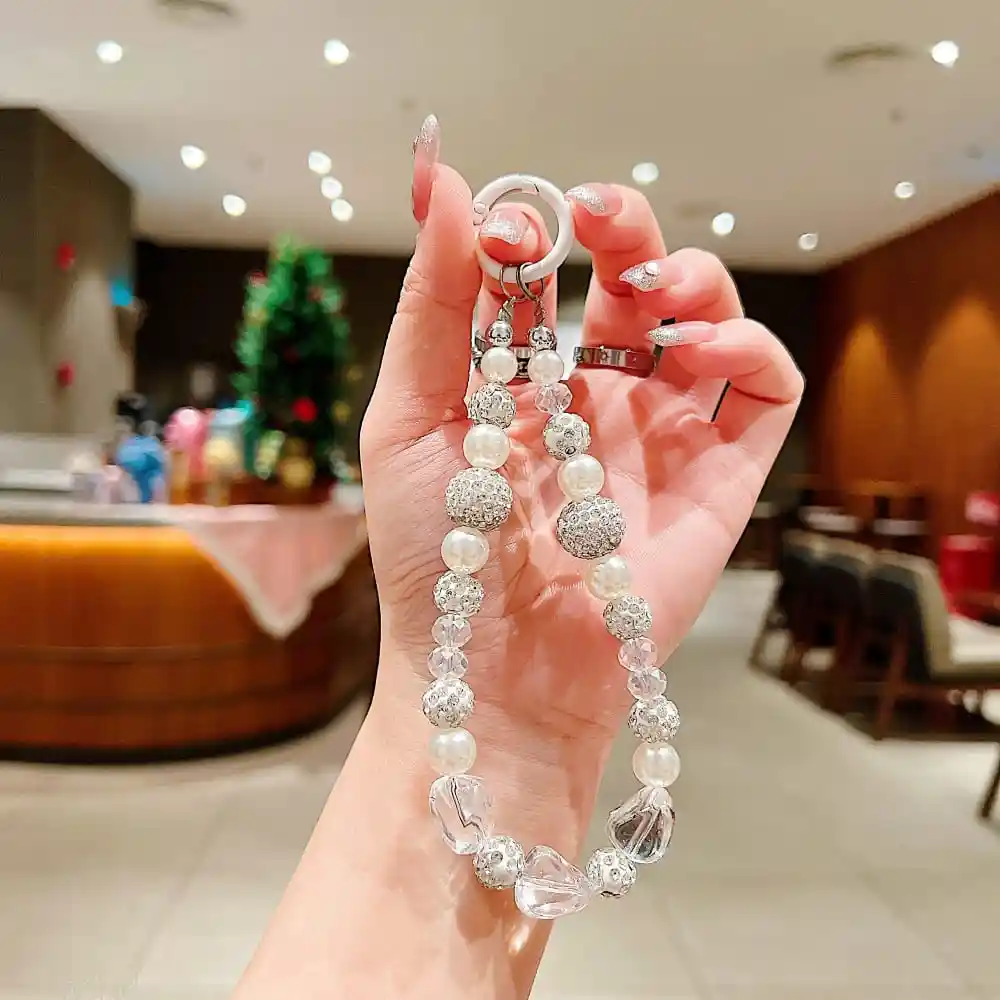  Diamond Cut Phone Charm White