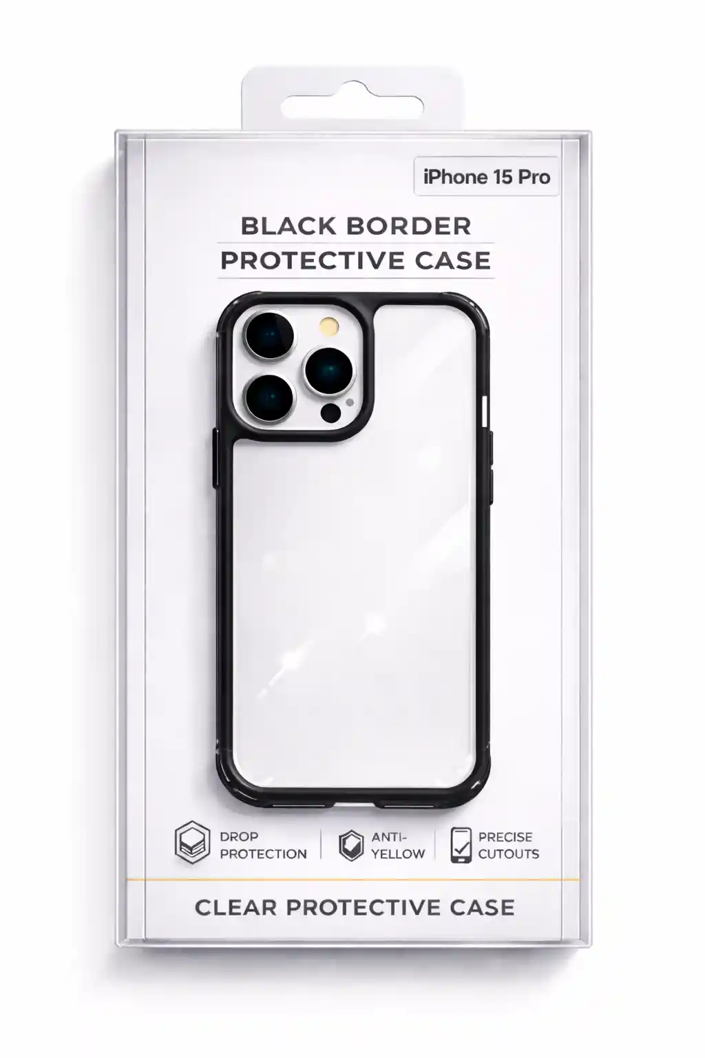 Black Border Protective Case For iPhone 15 Pro