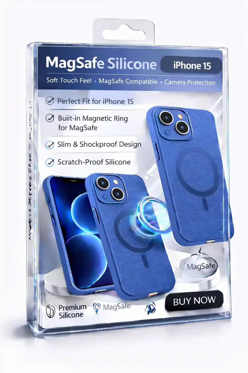 MagSafe Silicone Case  For iPhone 15 Blue