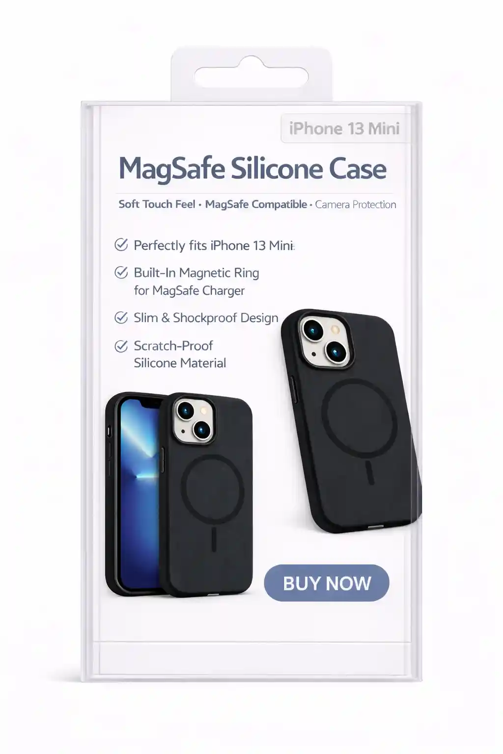 MagSafe Silicone Case For iPhone 13 Mini Black