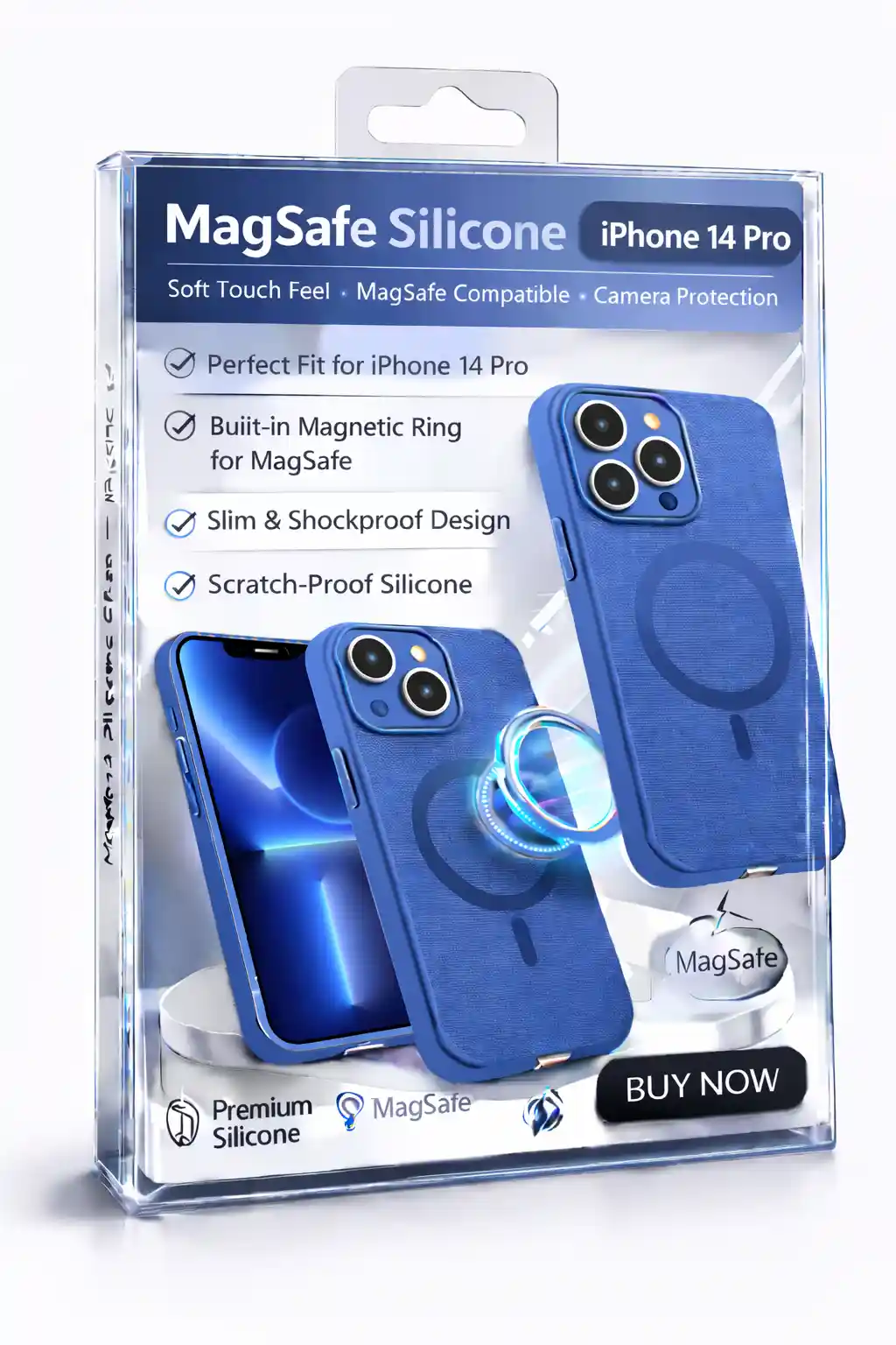 MagSafe Silicone Case  For iPhone 14 Pro Blue