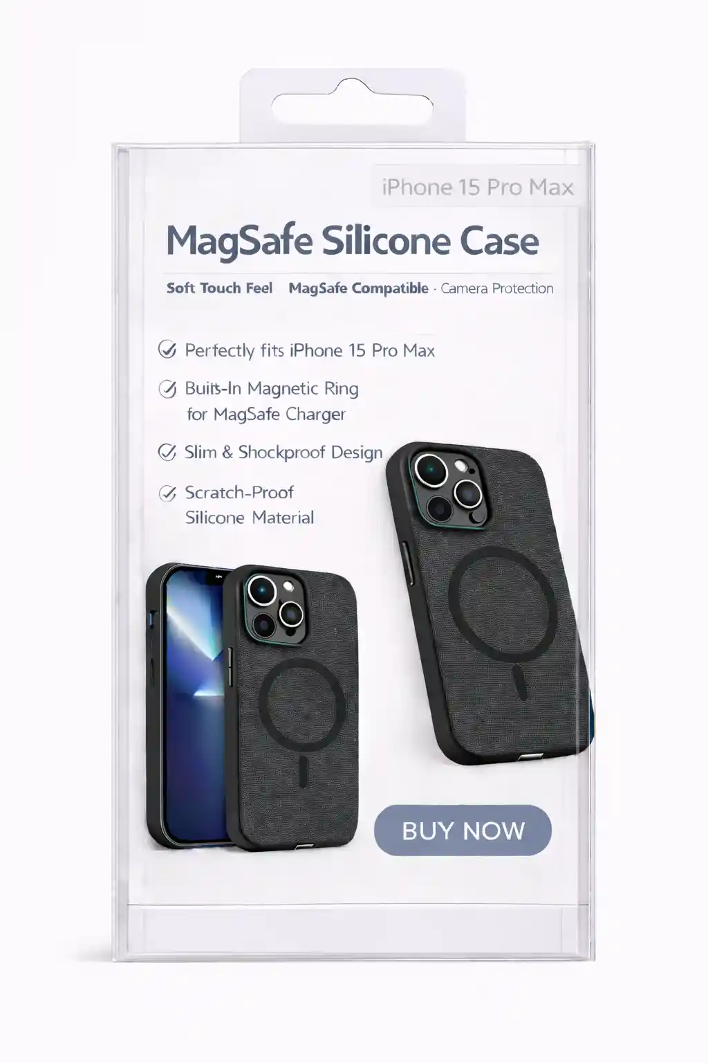 	MagSafe Silicone Case For iPhone 15 Pro Max Black